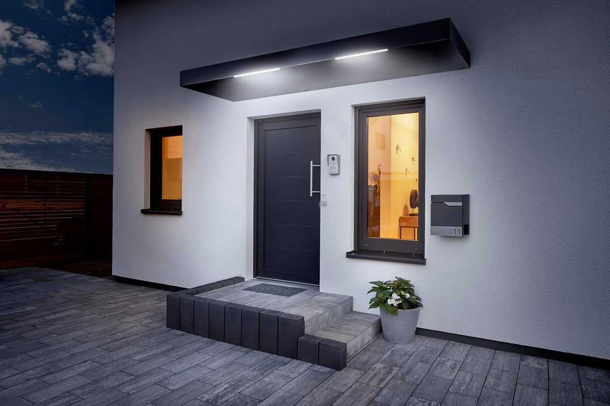 Tenda de jardim, Gutta, Rechteckvordach, 15,5 cm, 250 × 90 × 15,5 cm, 150 kg, 160 cm, 200 cm, com iluminação LED, alumínio, Antracite