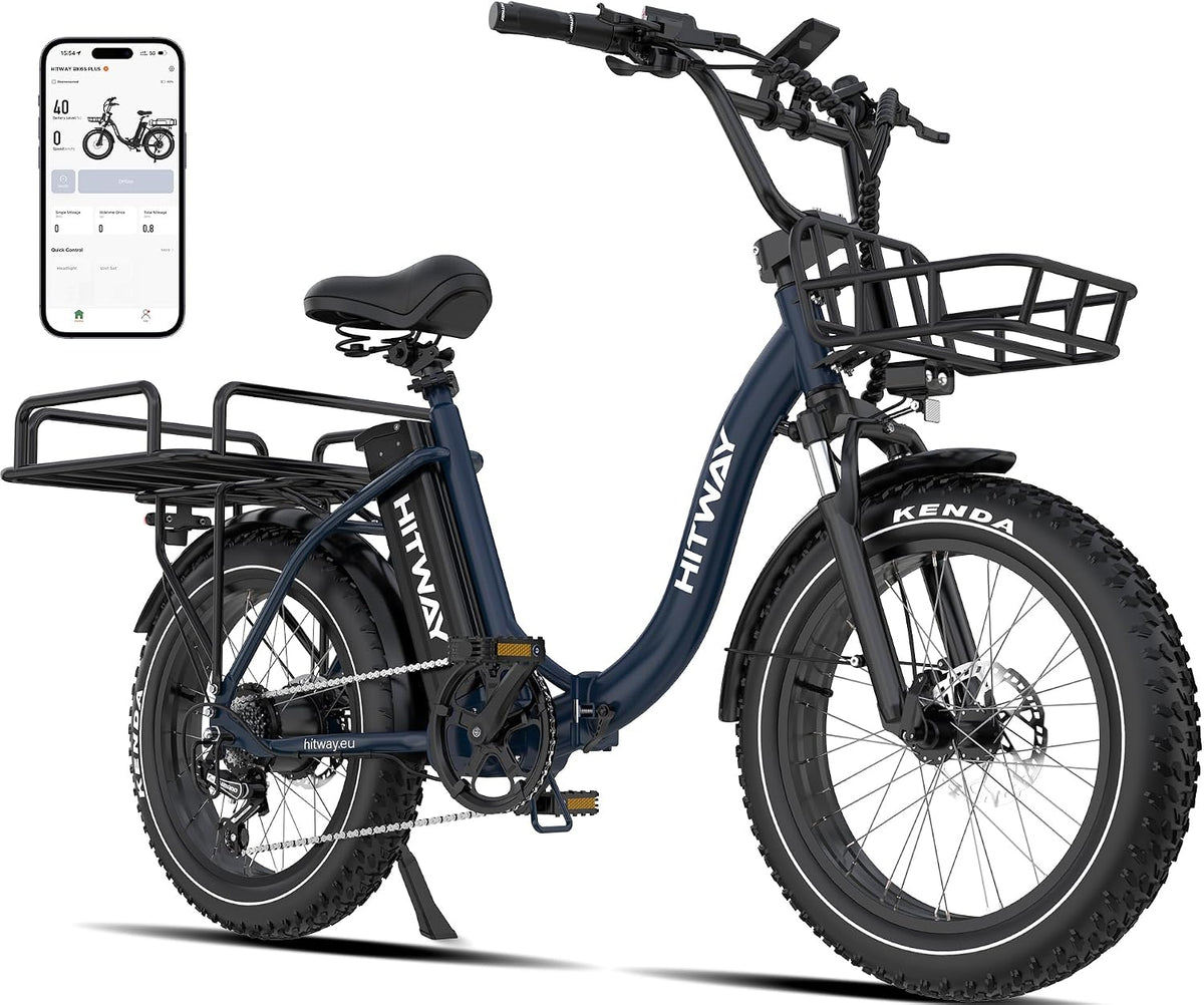 Bicicleta, HITWAY, BK6S, 48V, 27Ah, 250W, 25km/h, regulável, aço, Azul / Preto, para uso diário