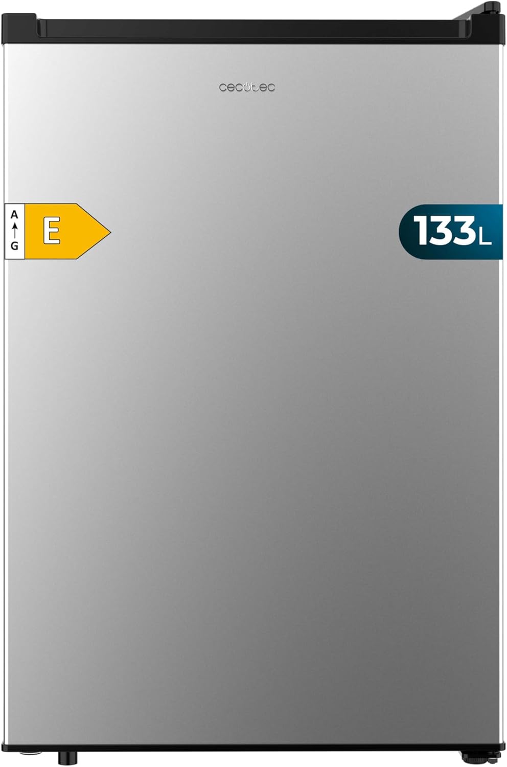 Minifrigorífico, Cecotec, Mini-K, 133L, 83,5 cm, 55,1 cm, 55,1 × 57,5 × 83,5 cm, classe energética E, com iluminação LED, Prateado / Preto