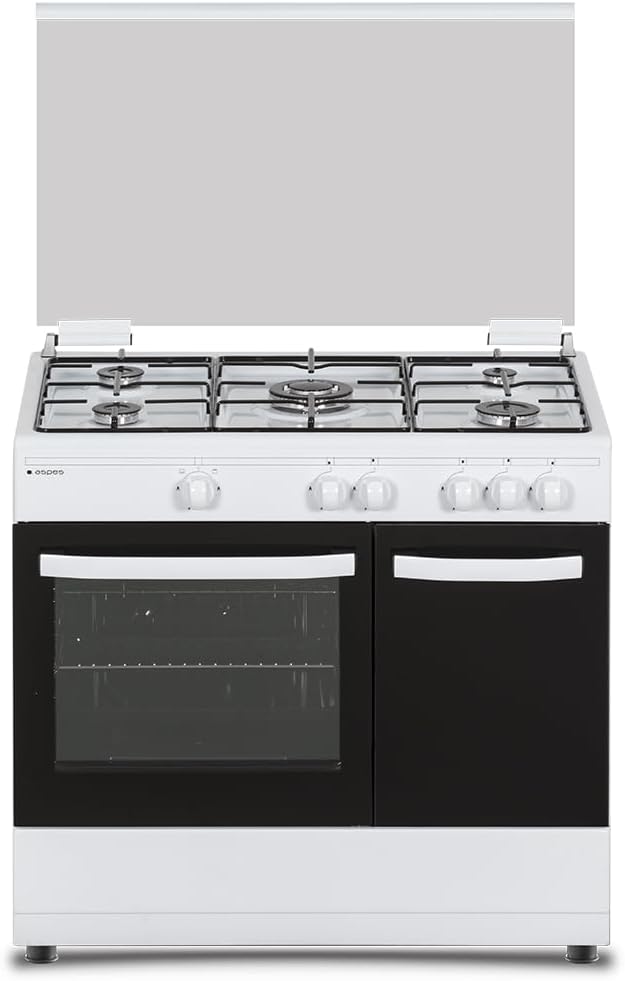 Placa de cozinha, Aspes, AKGW5901PB, 90 cm, 62 L, vidro, Branco, para a cozinha