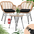 Conjunto de mobiliário de jardim, Casaria, Balkonset, 5cm, 43cm, altura regulável, regulável, aço, ratã, Bege / Preto, para utilização no exterior