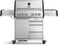 Grelhador a gás, BURNHARD, Gasgrill, 11 kg, 6 l, dobrável, com rodas, aço inoxidável, aço, Prateado / Preto, para utilização no exterior